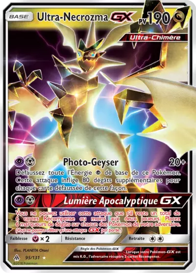 Ultra-Necrozma GX 95/131, carte Lumière Interdite (FLI), en vente à Manga Cash à Ans, province de Liège.