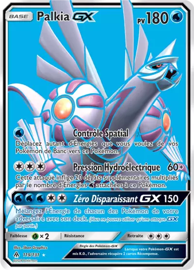 Palkia GX 119/131, carte Lumière Interdite (FLI), en vente à Manga Cash à Ans, province de Liège.