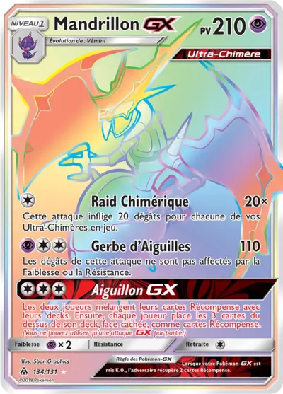 Mandrillon GX 134/131, carte Lumière Interdite (FLI), en vente à Manga Cash à Ans, province de Liège.