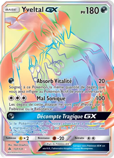 Yveltal GX 137/131, carte Lumière Interdite (FLI), en vente à Manga Cash à Ans, province de Liège.