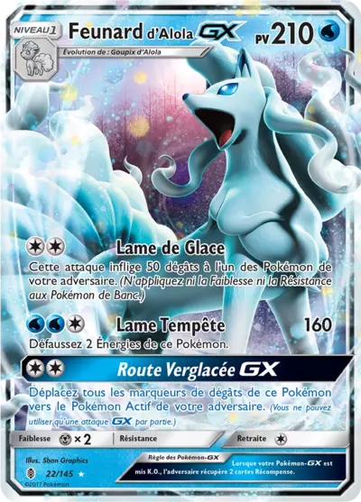 Feunard d'Alola GX 22/145, carte Gardiens Ascendants (GRI), en vente à Manga Cash à Ans, province de Liège.