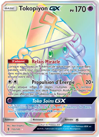Tokopiyon GX 155/145, carte Gardiens Ascendants (GRI), en vente à Manga Cash à Ans, province de Liège.