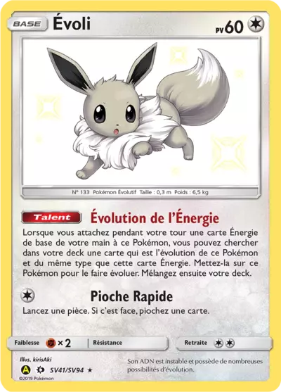 Évoli SV41/SV94, carte Destinées Occultes (HIF), en vente à Manga Cash à Ans, province de Liège.