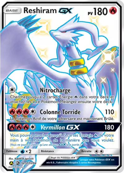 Reshiram GX SV51/SV94, carte Destinées Occultes (HIF), en vente à Manga Cash à Ans, province de Liège.