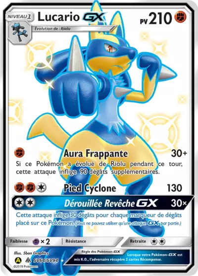 Lucario GX SV64/SV94, carte Destinées Occultes (HIF), en vente à Manga Cash à Ans, province de Liège.