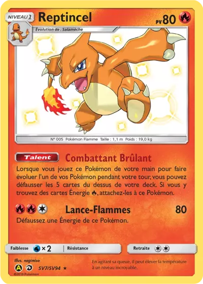 Reptincel SV7/SV94, carte Destinées Occultes (HIF), en vente à Manga Cash à Ans, province de Liège.