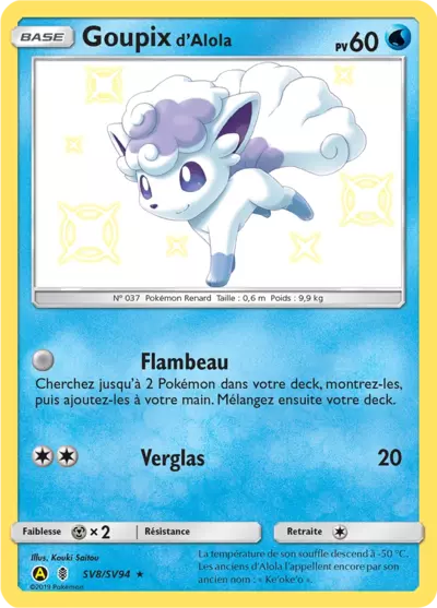Goupix d'Alola SV8/SV94, carte Destinées Occultes (HIF), en vente à Manga Cash à Ans, province de Liège.
