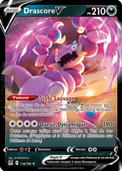 Carte Pokémon Drascore V 118/196 - Origine Perdue - Manga Cash Ans (Liège) - vente à l’unité, prix Cardmarket