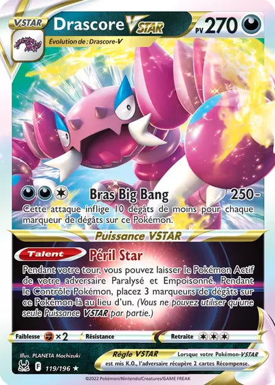 Carte Pokémon Drascore VSTAR 119/196 - Origine Perdue - Manga Cash Ans (Liège) - vente à l’unité, prix Cardmarket