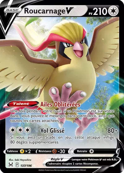 Carte Pokémon Roucarnage V 137/196 - Origine Perdue - Manga Cash Ans (Liège) - vente à l’unité, prix Cardmarket
