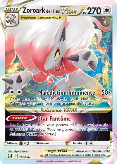 Carte Pokémon Zoroark de Hisui VSTAR 147/196 - Origine Perdue - Manga Cash Ans (Liège) - vente à l’unité, prix Cardmarket