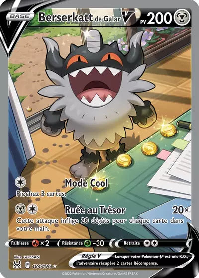Carte Pokémon Berserkatt de Galar V 184/196 - Origine Perdue - Manga Cash Ans (Liège) - vente à l’unité, prix Cardmarket