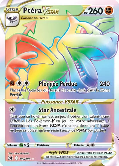 Carte Pokémon Ptéra VSTAR 199/196 - Origine Perdue - Manga Cash Ans (Liège) - vente à l’unité, prix Cardmarket