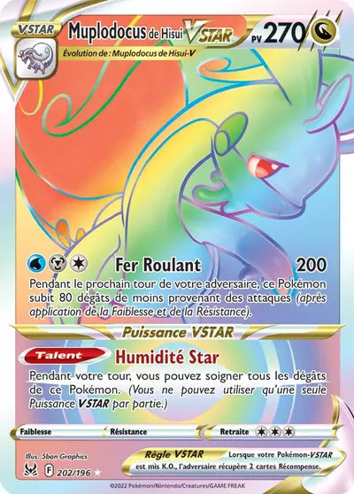 Carte Pokémon Muplodocus de Hisui VSTAR 202/196 - Origine Perdue - Manga Cash Ans (Liège) - vente à l’unité, prix Cardmarket