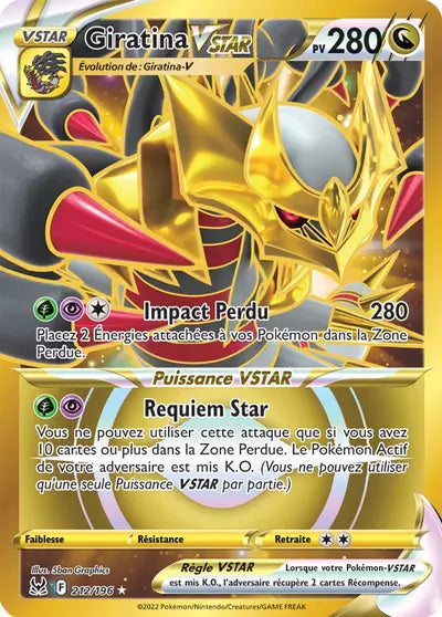 Carte Pokémon Giratina VSTAR 212/196 - Origine Perdue - Manga Cash Ans (Liège) - vente à l’unité, prix Cardmarket