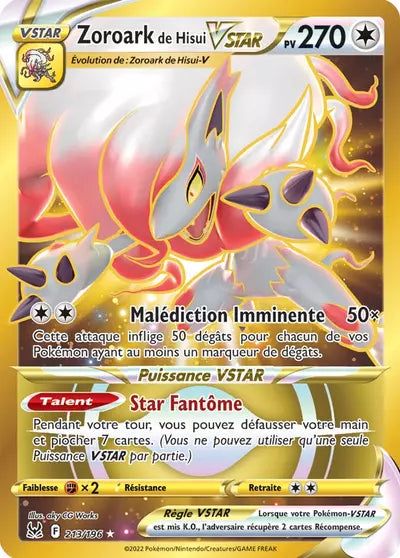 Carte Pokémon Zoroark de Hisui VSTAR 213/196 - Origine Perdue - Manga Cash Ans (Liège) - vente à l’unité, prix Cardmarket