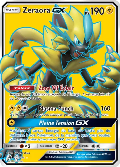 Zeraora GX 201/214, carte Tonnerre Perdu (LOT), en vente à Manga Cash à Ans, province de Liège.