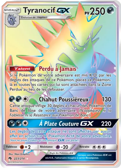 Tyranocif GX 223/214, carte Tonnerre Perdu (LOT), en vente à Manga Cash à Ans, province de Liège.