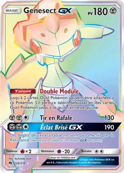 Genesect GX 224/214, carte Tonnerre Perdu (LOT), en vente à Manga Cash à Ans, province de Liège.