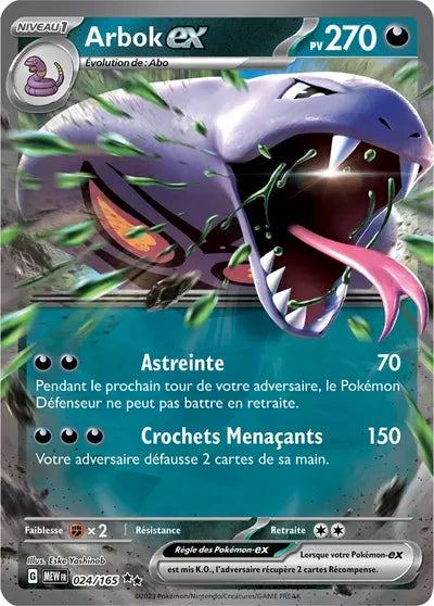 Retrouvez Arbok EX 024/165 – 151 chez Manga Cash Ans (Liège).