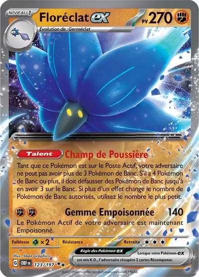 Retrouvez Floréclat EX 123/197 – Flammes Obsidiennes chez Manga Cash Ans (Liège).