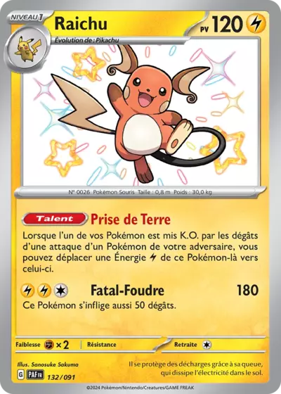 Retrouvez Raichu 132/091 – Destinées de Paldea chez Manga Cash Ans (Liège).