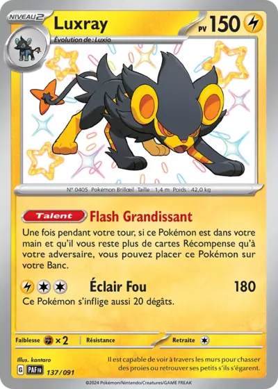 Retrouvez Luxray 137/091 – Destinées de Paldea chez Manga Cash Ans (Liège).