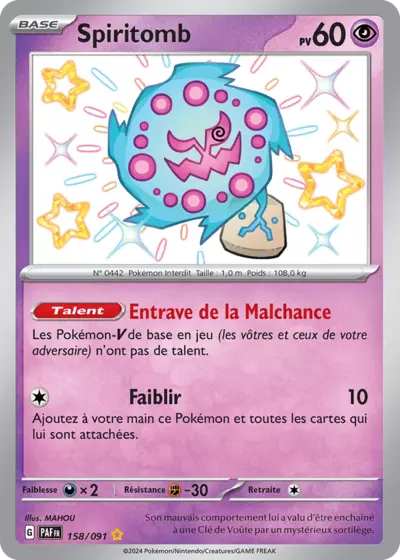 Retrouvez Spiritomb 158/091 – Destinées de Paldea chez Manga Cash Ans (Liège).