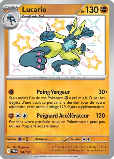 Retrouvez Lucario 174/091 – Destinées de Paldea chez Manga Cash Ans (Liège).