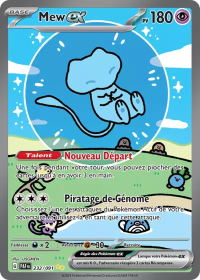 Retrouvez Mew EX 232/091 – Destinées de Paldea chez Manga Cash Ans (Liège).