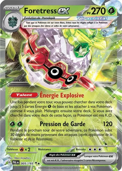 Retrouvez Foretress Téracristal EX 005/193 – Évolutions à Paldea chez Manga Cash Ans (Liège).