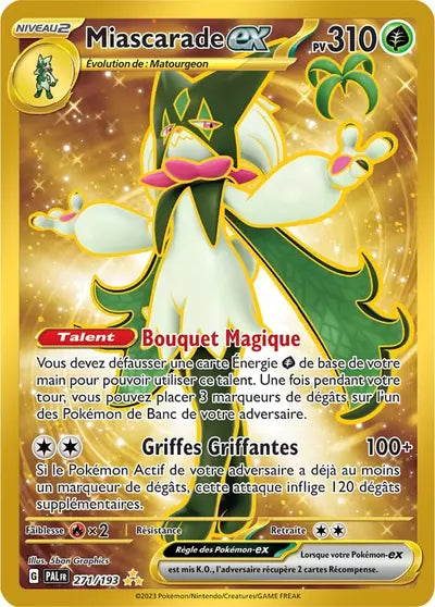 Retrouvez Miascarade EX 271/193 – Évolutions à Paldea chez Manga Cash Ans (Liège).