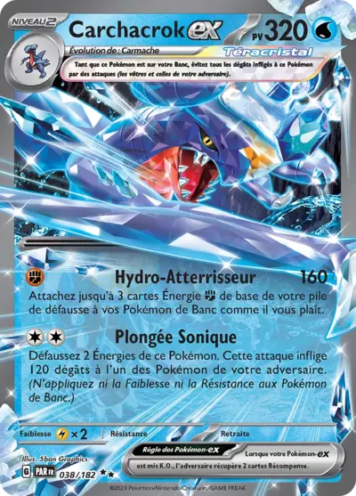 Retrouvez Carchacrok Téracristal EX 038/182 – Faille Paradoxe chez Manga Cash Ans (Liège).