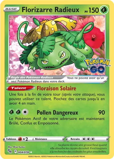 Carte Pokémon Florizarre Radieux 004/078 - Pokemon GO - Manga Cash Ans