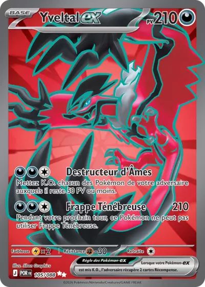Yveltal EX 105/088, carte Équilibre Parfait (POR), en vente à Manga Cash à Ans, province de Liège.