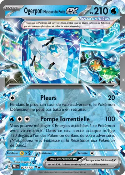 Retrouvez Ogerpon Masque du Puits Téracristal EX 027/131 – Évolutions Prismatiques chez Manga Cash Ans (Liège).