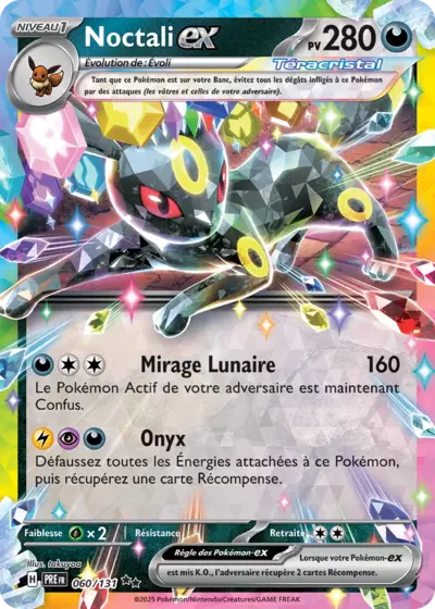 Retrouvez Noctali Téracristal EX 060/131 – Évolutions Prismatiques chez Manga Cash Ans (Liège).
