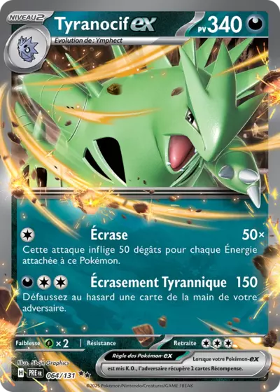 Retrouvez Tyranocif EX 064/131 – Évolutions Prismatiques chez Manga Cash Ans (Liège).