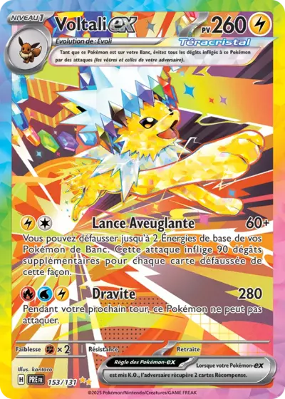 Retrouvez Voltali Téracristal EX 153/131 – Évolutions Prismatiques chez Manga Cash Ans (Liège).