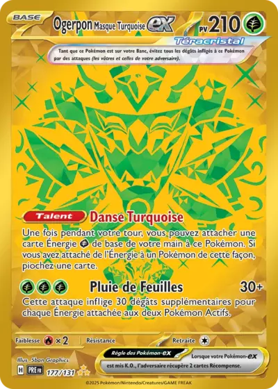 Retrouvez Ogerpon Masque Turquoise Téracristal EX 177/131 – Évolutions Prismatiques chez Manga Cash Ans (Liège).