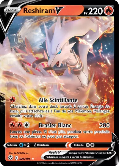 Carte Pokémon Reshiram V 024/195 - Tempête Argentée - SIT - Manga Cash Ans (Liège)