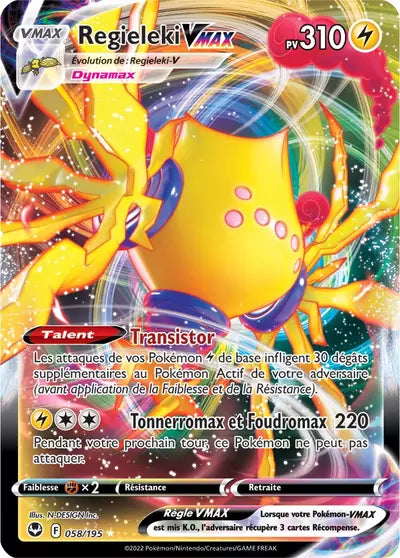 Carte Pokémon Regieleki VMAX 058/195 - Tempête Argentée - SIT - Manga Cash Ans (Liège)