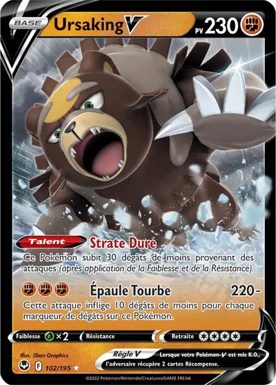 Carte Pokémon Ursaking V 102/195 - Tempête Argentée - SIT - Manga Cash Ans (Liège)