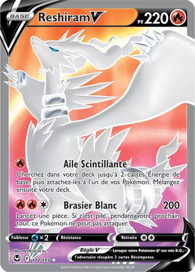 Carte Pokémon Reshiram V 172/195 - Tempête Argentée - SIT - Manga Cash Ans (Liège)