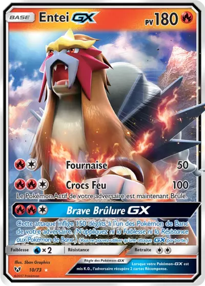 Entei GX 10/73, carte Légendes Brillantes (SLG), en vente à Manga Cash à Ans, province de Liège.