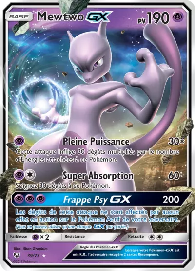 Mewtwo GX 39/73, carte Légendes Brillantes (SLG), en vente à Manga Cash à Ans, province de Liège.