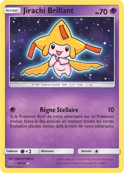 Jirachi Brillant 42/73, carte Légendes Brillantes (SLG), en vente à Manga Cash à Ans, province de Liège.