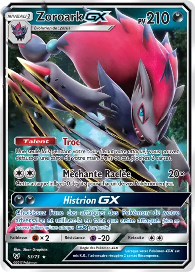 Zoroark GX 53/73, carte Légendes Brillantes (SLG), en vente à Manga Cash à Ans, province de Liège.