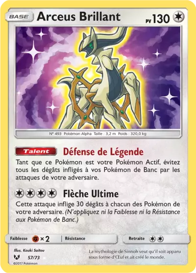 Arceus Brillant 57/73, carte Légendes Brillantes (SLG), en vente à Manga Cash à Ans, province de Liège.