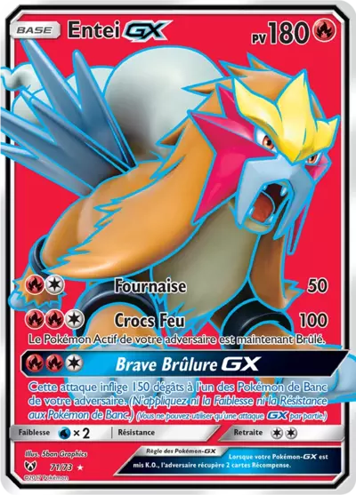 Entei GX 71/73, carte Légendes Brillantes (SLG), en vente à Manga Cash à Ans, province de Liège.
